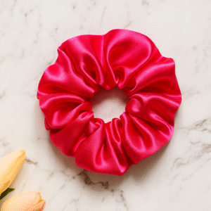Hot Pink Satin Scrunchie