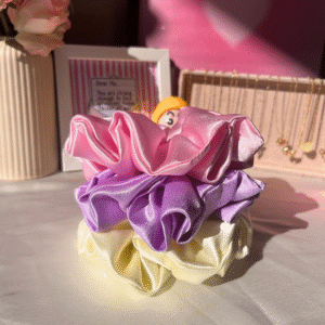 Pastel Blossom XL Satin Scrunchie Set