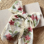 Dusty Rose Floral Embroidered Lace Bow Hair Clip