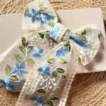 Pinterest Blue Floral Embroidered Lace Bow Hair Clip