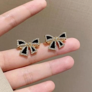 Elegant Black Bow Stud Earrings
