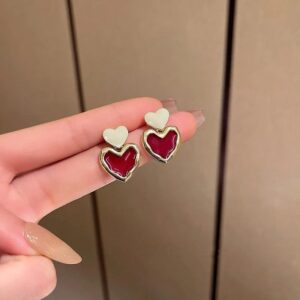 Double Heart Drop Earrings