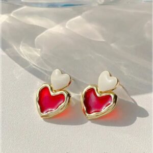 Double Heart Drop Earrings
