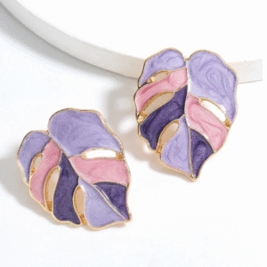 Lavender Dream Leaf Korean Earrings