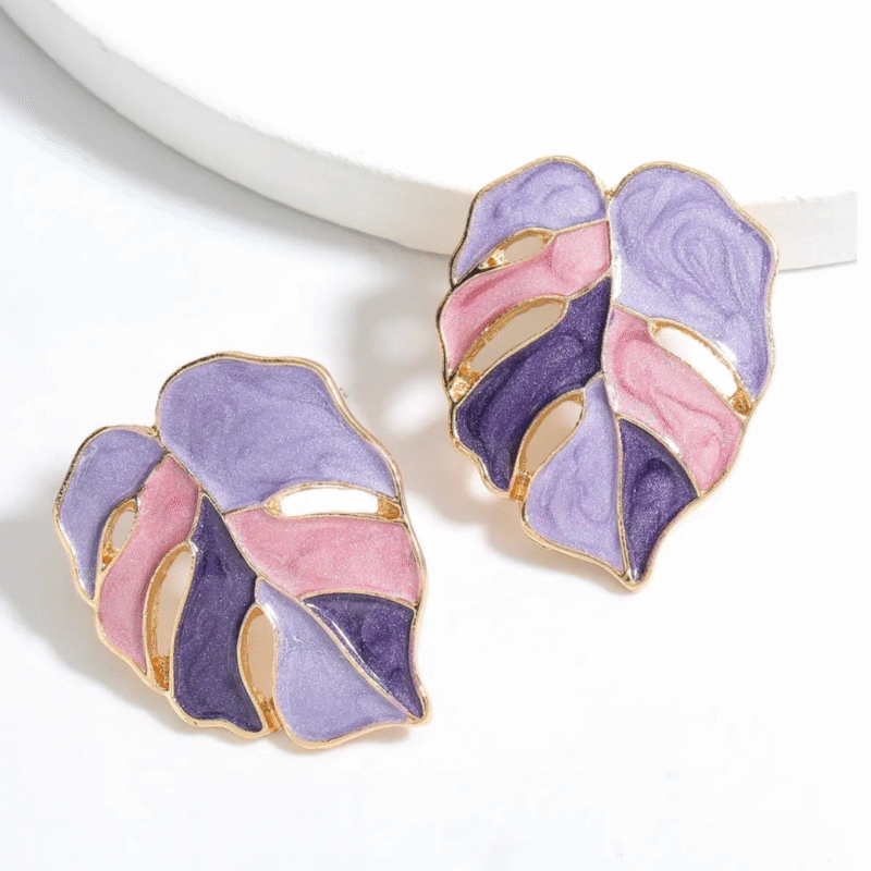 Lavender Dream Leaf Korean Earrings