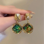Golden Green Aurora Drop Earrings