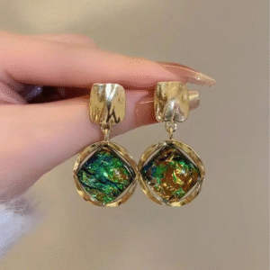 Golden Green Aurora Drop Earrings
