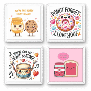 Cute Foodie Love Collection Frame Set of 4