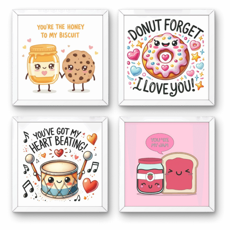 Cute Foodie Love Collection Frame Set of 4