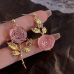 Pink Rose Bloom Earrings