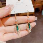 Emerald Grace Leaf Earrings