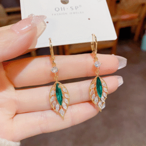 Emerald Grace Leaf Earrings